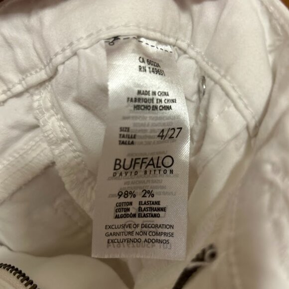 Buffalo David Bitton Jeans White Skinny Ankle Grazer Mid Rise Stretch 4/27 - Picture 5 of 6